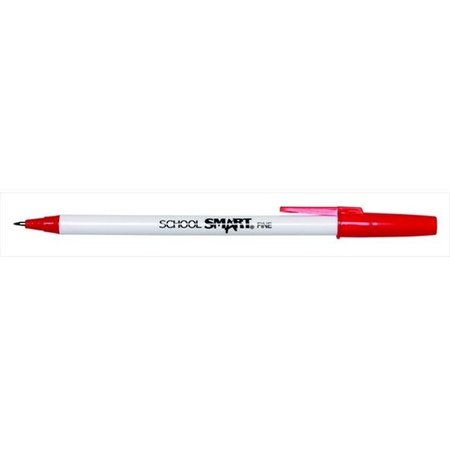 SCHOOL SMART School Smart 038163 Round Refillable Stick Pen; Fine Tip; Red; Pack - 12 38163